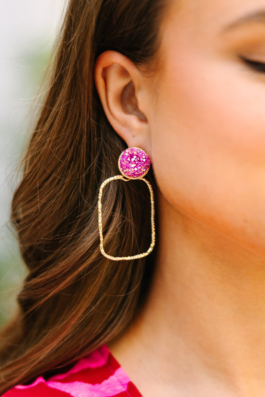 Taylor Shaye Designs: Hot Pink Glitter Rectangle Earrings