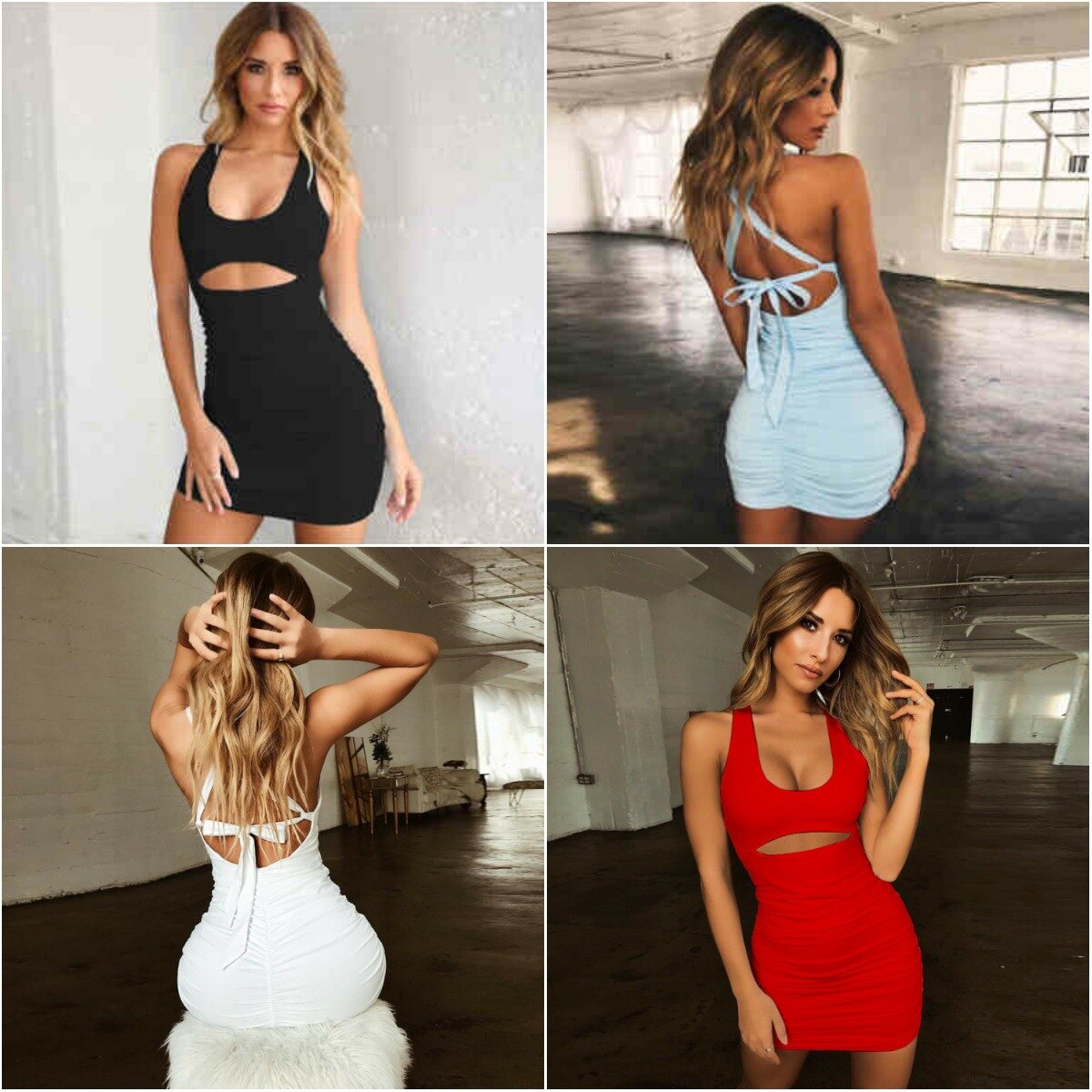 Dresses for Women 2021 New Fashion y2k Sexy Pleated Bandage Women's Bodycon Dress Solid Color Slim Summer Dress