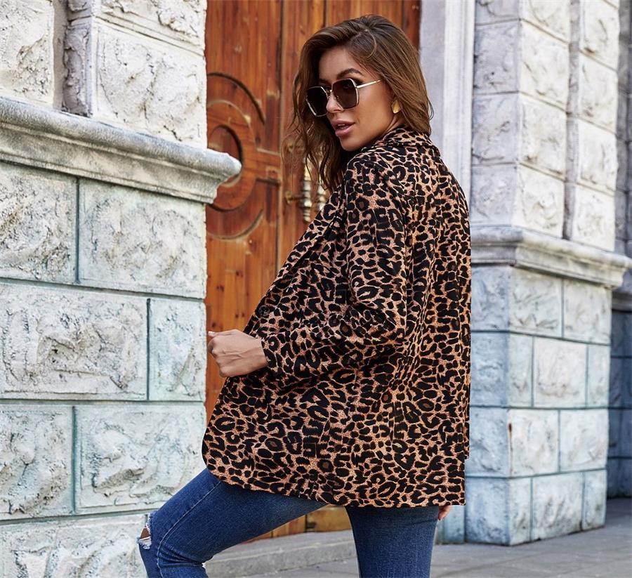 2020 Fashion Autumn Women Casual Leopard Blazers and Jackets Work Office Lady Suit Slim Single Breasted Business Female Blazer