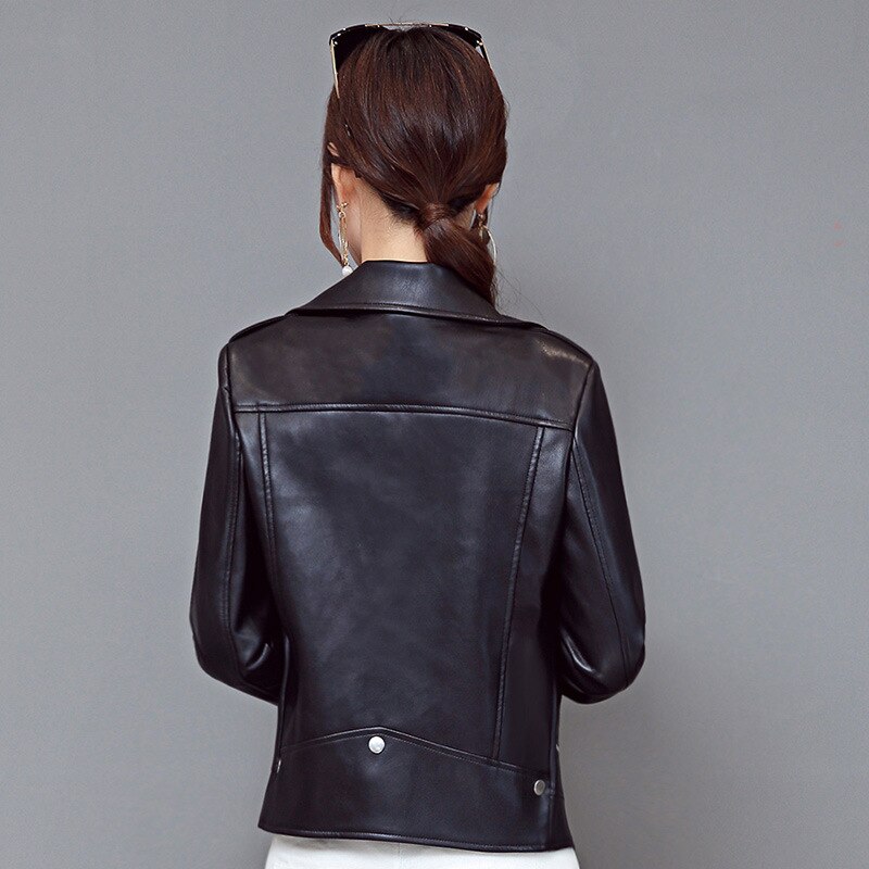 New Loose PU Faux Leather Jacket Women Classic Moto Biker Jacket Spring Autumn Lady Basic Coat Plus Size Outerwear