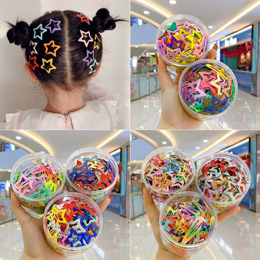 25PC Girls Cute Colorful Star Hairpins Snap Clips Kids Sweet Hair Ornament BB Clip Barrettes Fashion Hair Accessories