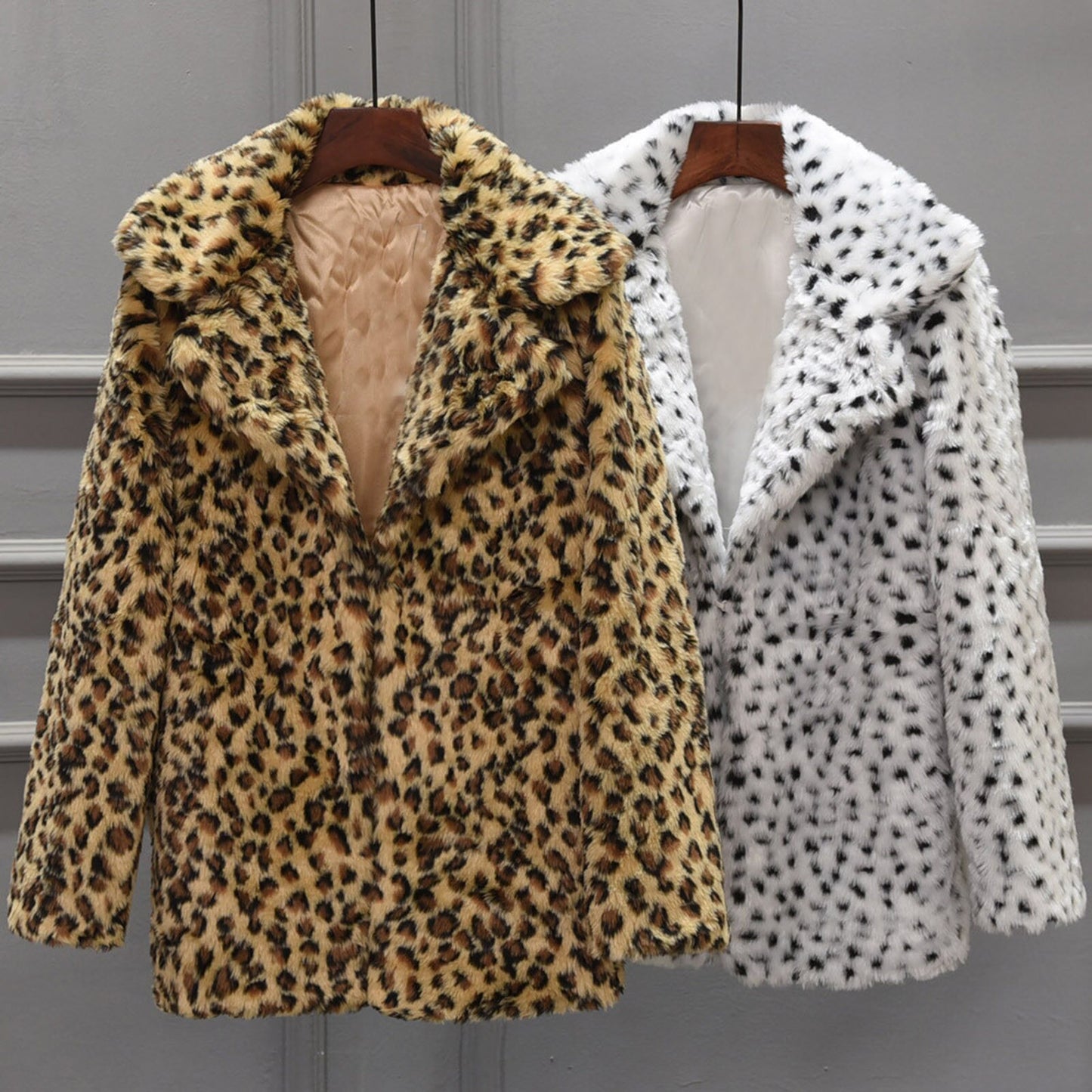 Leopard Coats 2022 New Women Faux Fur Coat Winter Warm Plush Jacket Fashion Artificial Fur Women's Outerwear High Quality #M